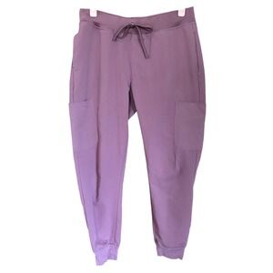 Mandala Equa-Tek Jogger Scrub‎ Pants Womens Small Petite Mauve Cargo Pockets